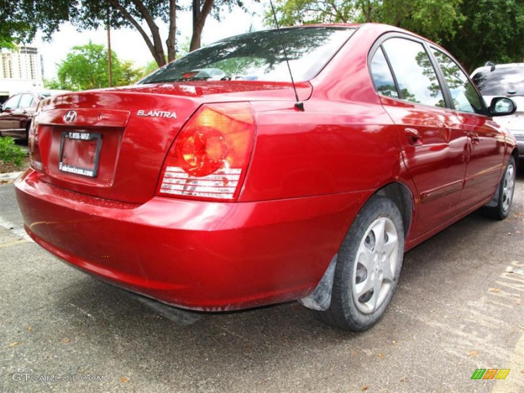 2004 Elantra GLS Sedan - Crimson Dark Red / Gray photo #2