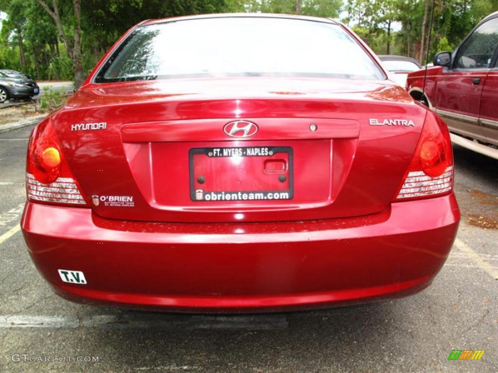 2004 Elantra GLS Sedan - Crimson Dark Red / Gray photo #3