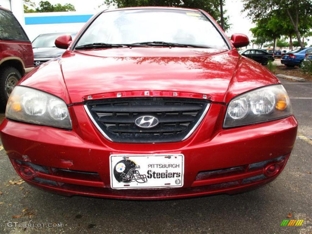 2004 Elantra GLS Sedan - Crimson Dark Red / Gray photo #4