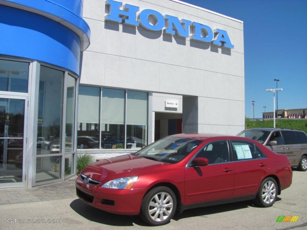 2007 Accord SE V6 Sedan - Moroccan Red Pearl / Gray photo #1