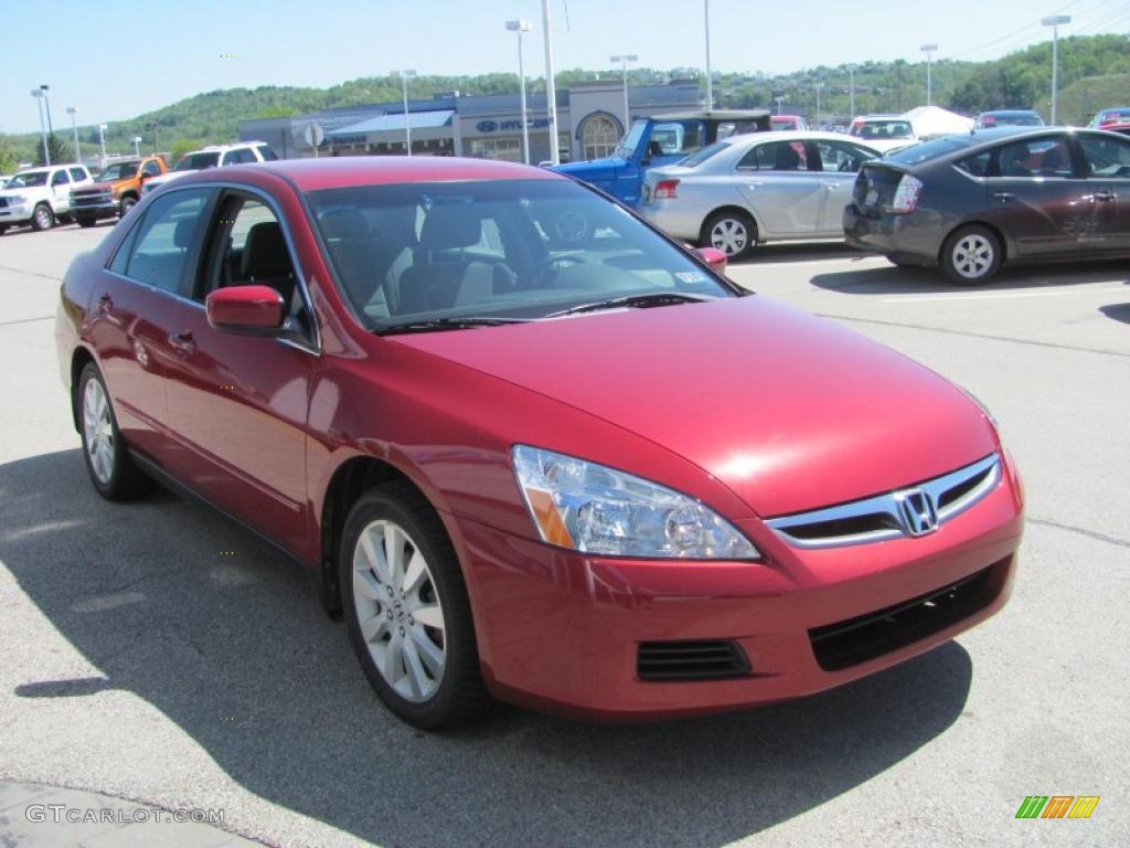 2007 Accord SE V6 Sedan - Moroccan Red Pearl / Gray photo #10
