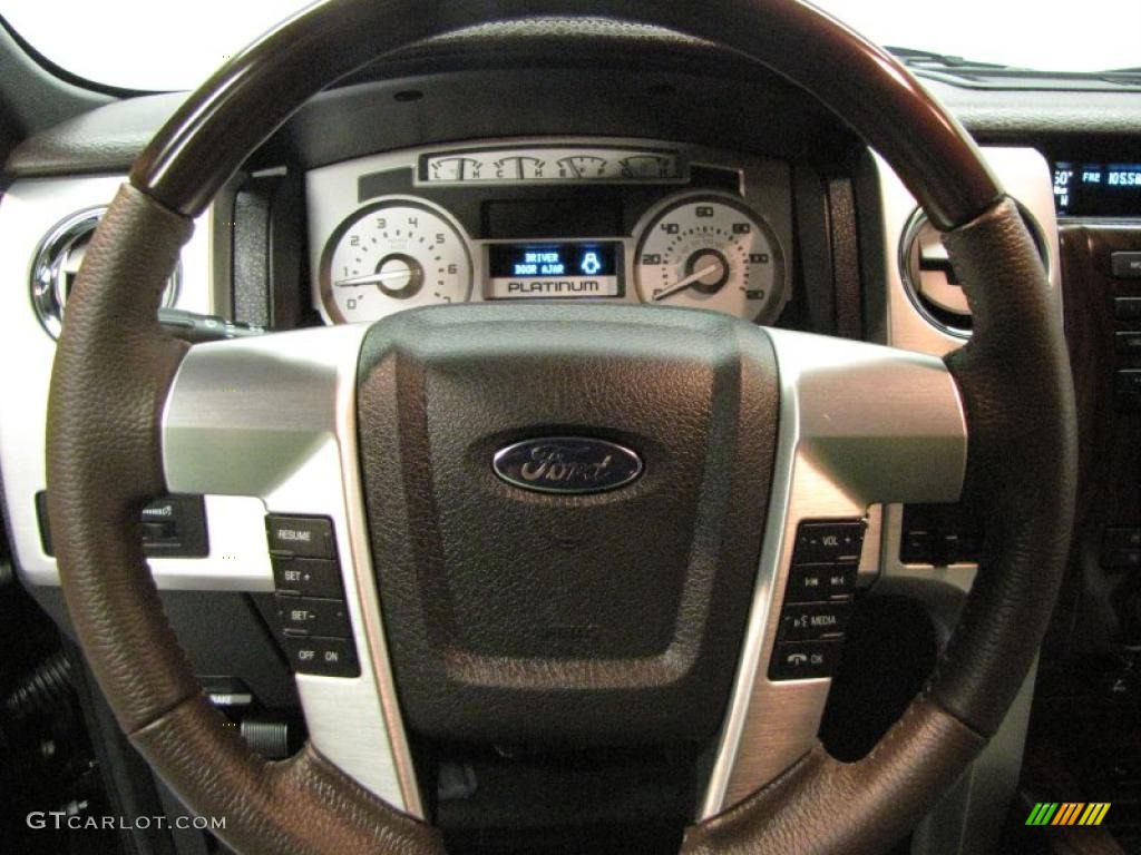 2010 F150 Platinum SuperCrew 4x4 - Tuxedo Black / Sienna Brown Leather/Black photo #16