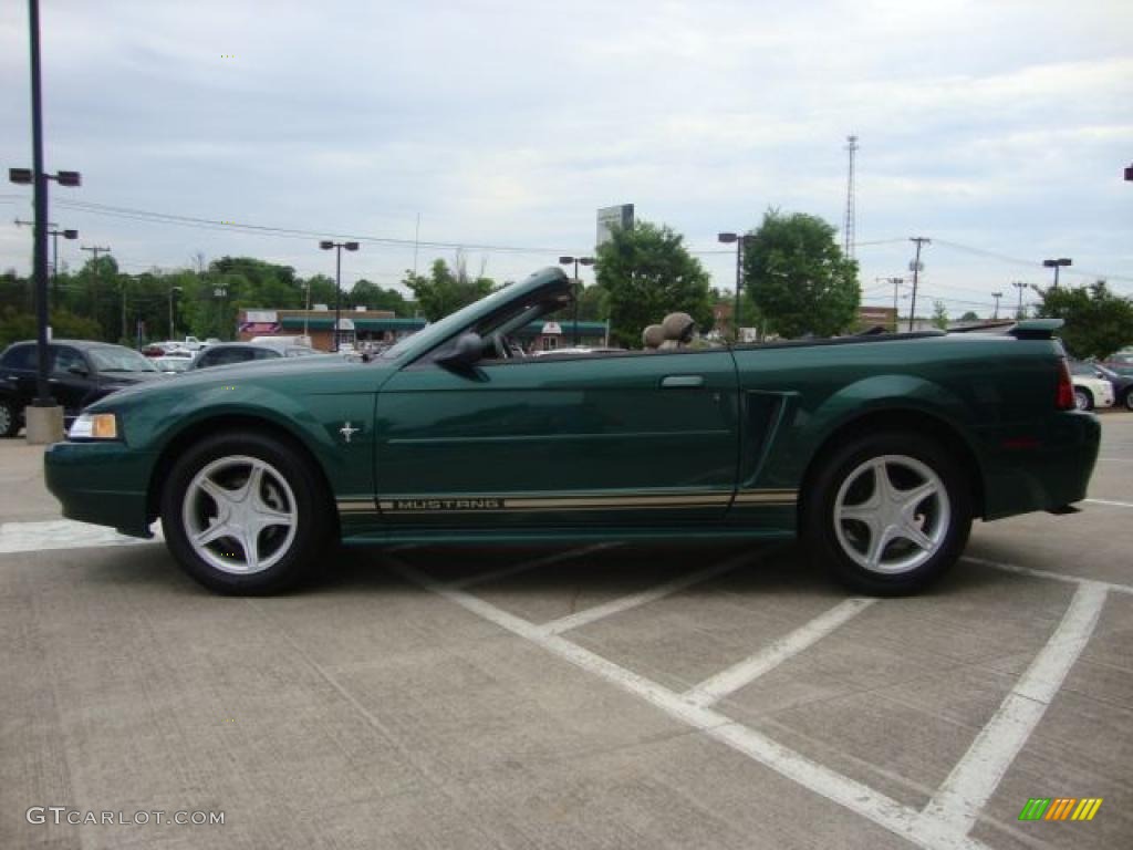 2001 Mustang V6 Convertible - Tropic Green metallic / Medium Parchment photo #6