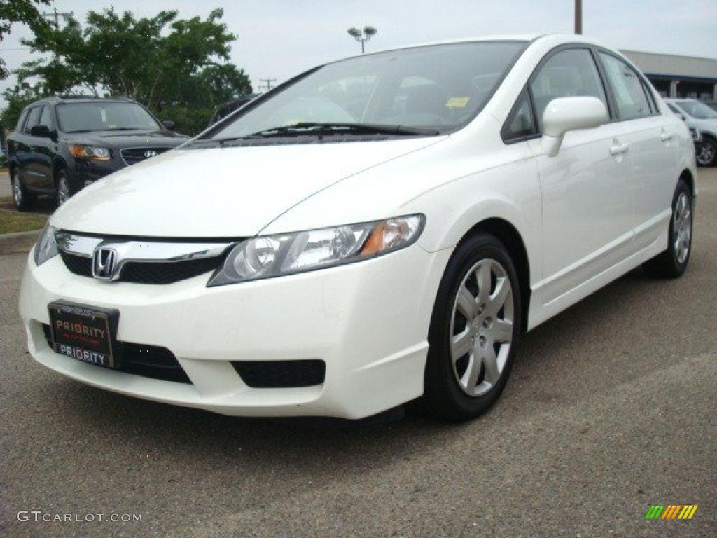 2009 Civic LX Sedan - Taffeta White / Beige photo #1