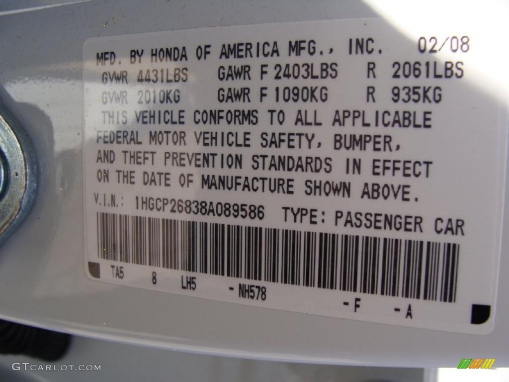 2008 Accord EX-L Sedan - Taffeta White / Ivory photo #21