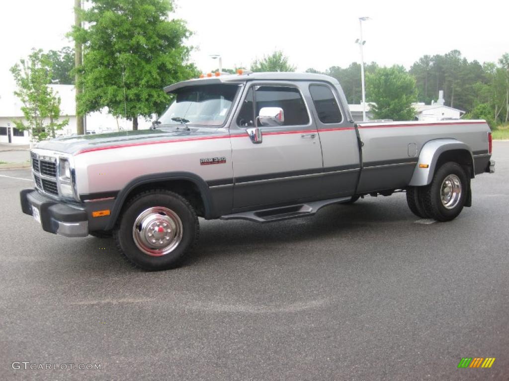 1993 Ram Truck D350 Extended Cab Dually - Dark Silver Metallic / Red photo #1