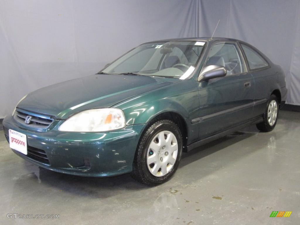 2000 Civic DX Coupe - Clover Green Pearl / Dark Gray photo #1