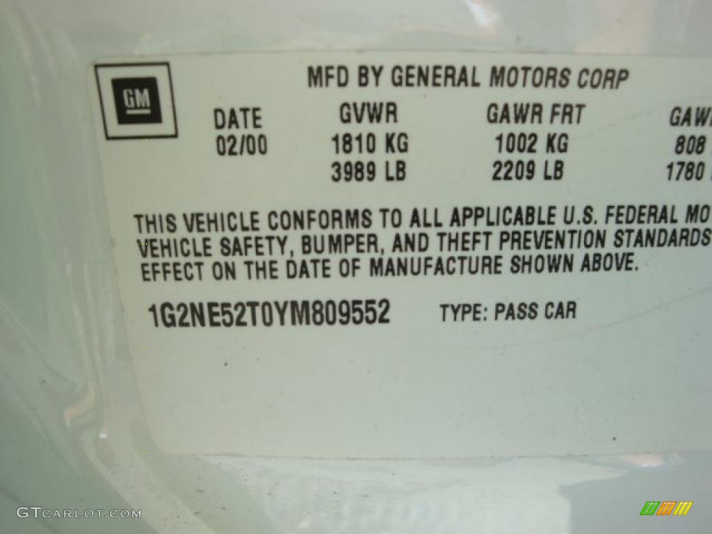 2000 Grand Am SE Sedan - Arctic White / Dark Pewter photo #14