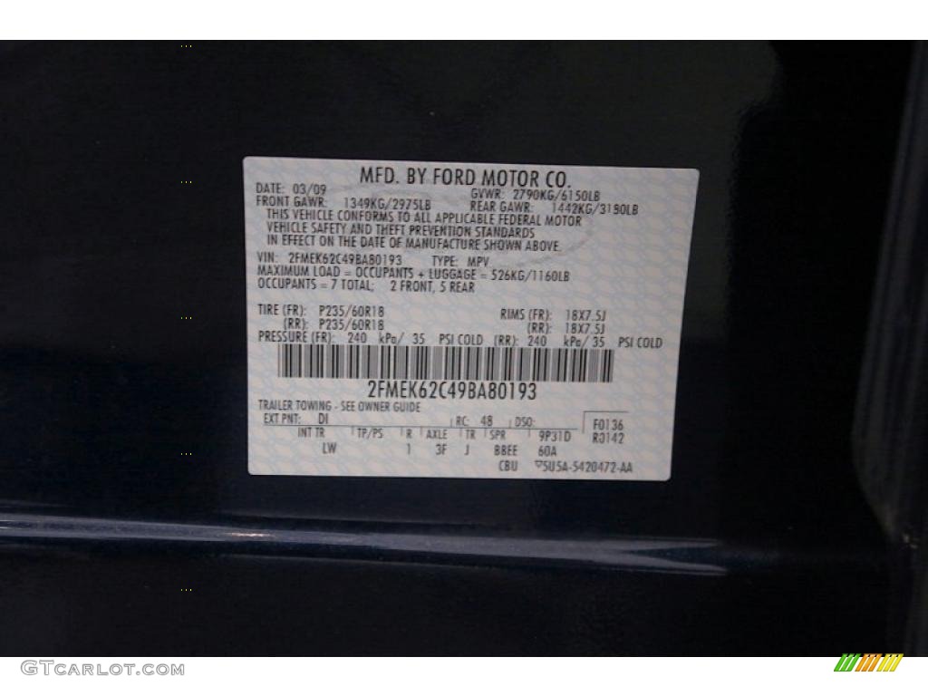 2009 Flex SEL AWD - Dark Ink Blue Metallic / Charcoal Black photo #27