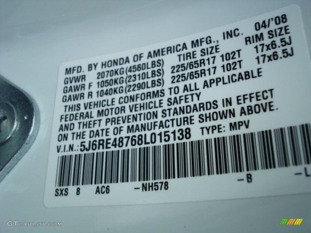 2008 CR-V EX-L 4WD - Taffeta White / Gray photo #29