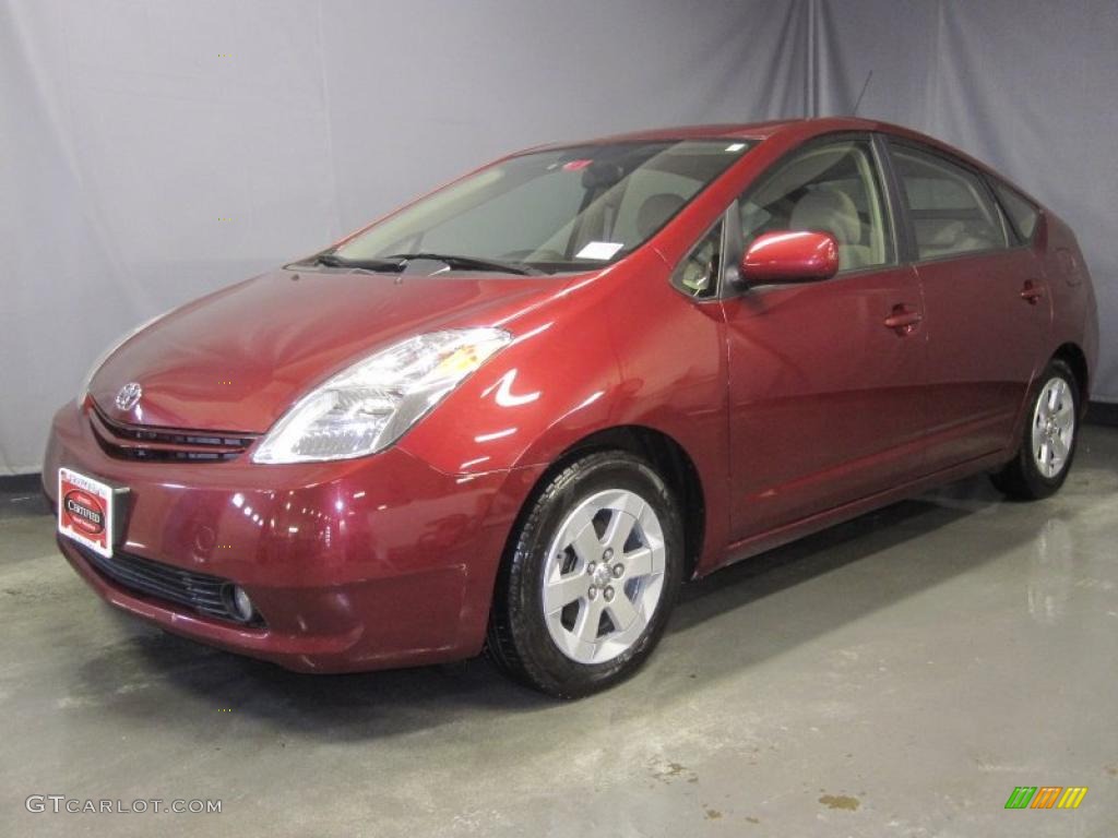 2005 Prius Hybrid - Salsa Red Pearl / Ivory/Brown photo #1