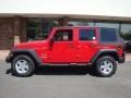 2008 Flame Red Jeep Wrangler Unlimited X 4x4  photo #3