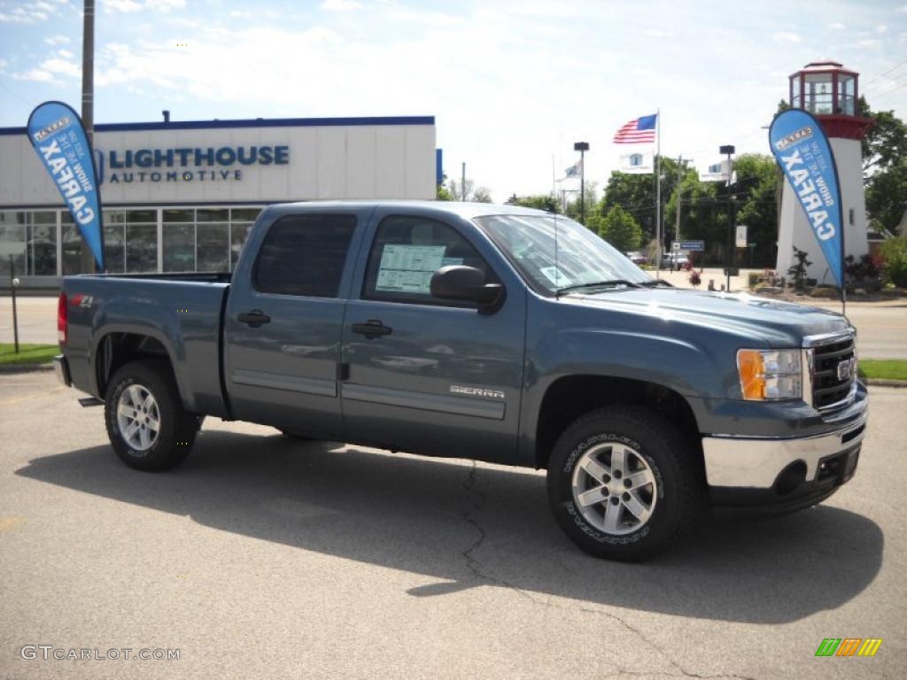 2010 Sierra 1500 SLE Crew Cab 4x4 - Stealth Gray Metallic / Ebony photo #1