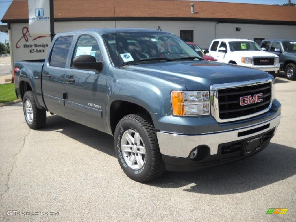 2010 Sierra 1500 SLE Crew Cab 4x4 - Stealth Gray Metallic / Ebony photo #6