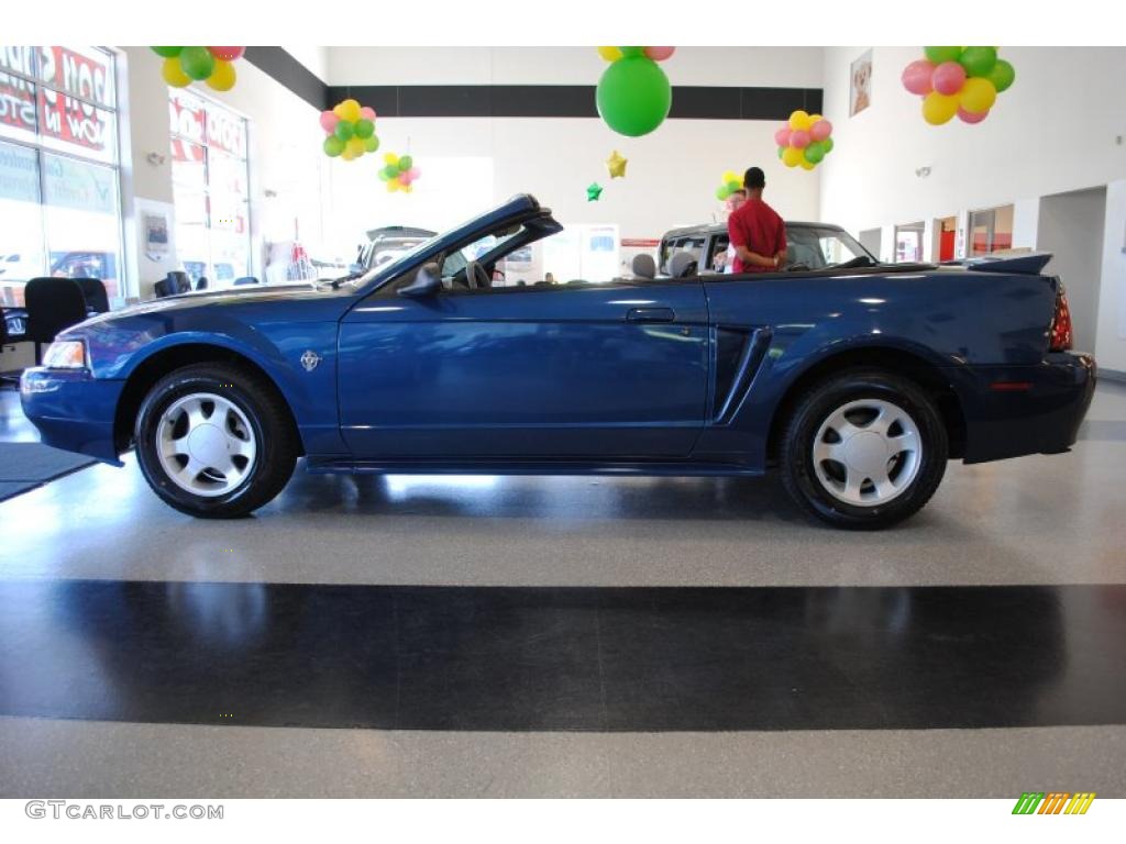 1999 Mustang V6 Convertible - Atlantic Blue Metallic / Light Graphite photo #4