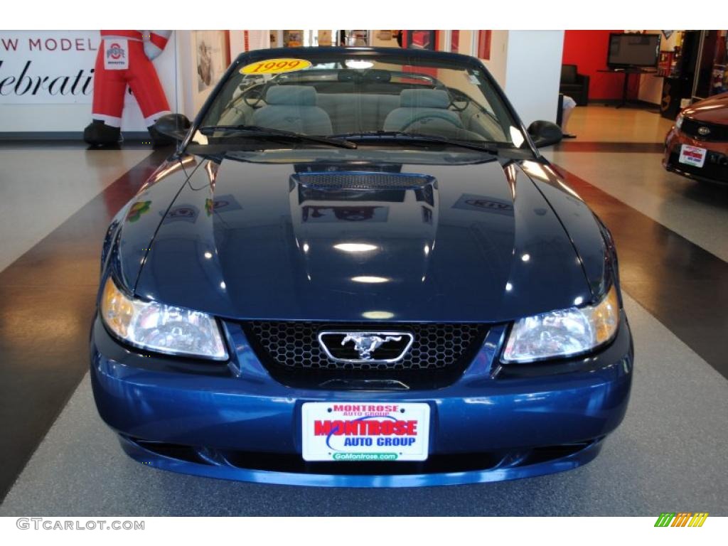 1999 Mustang V6 Convertible - Atlantic Blue Metallic / Light Graphite photo #11