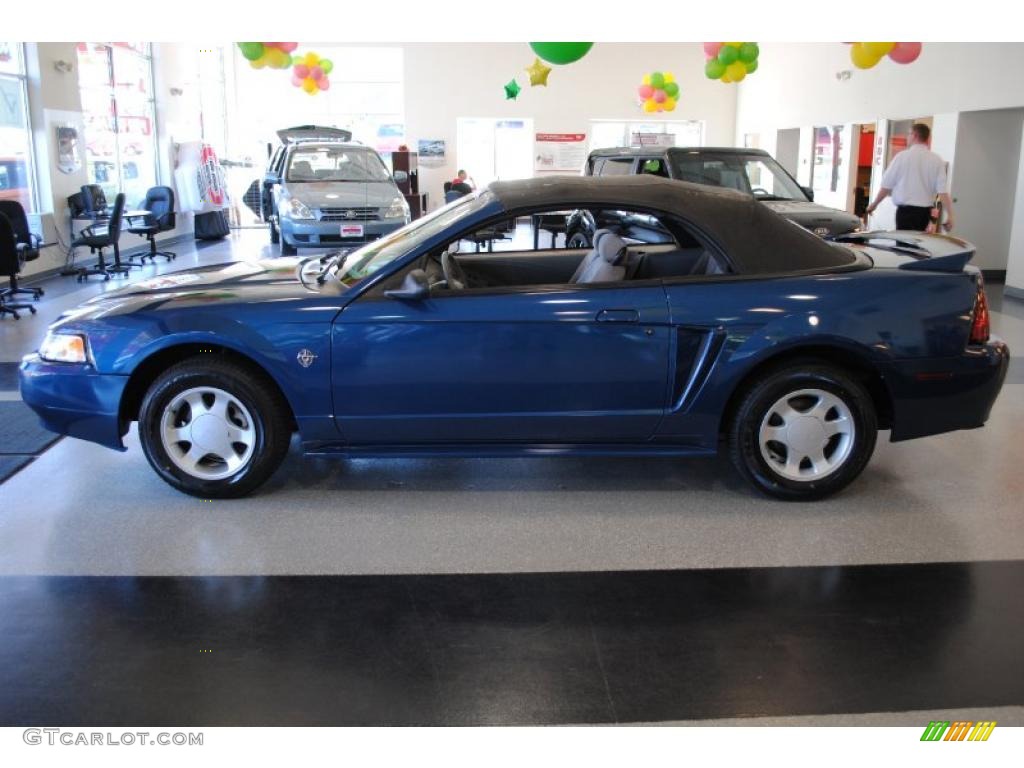 1999 Mustang V6 Convertible - Atlantic Blue Metallic / Light Graphite photo #53