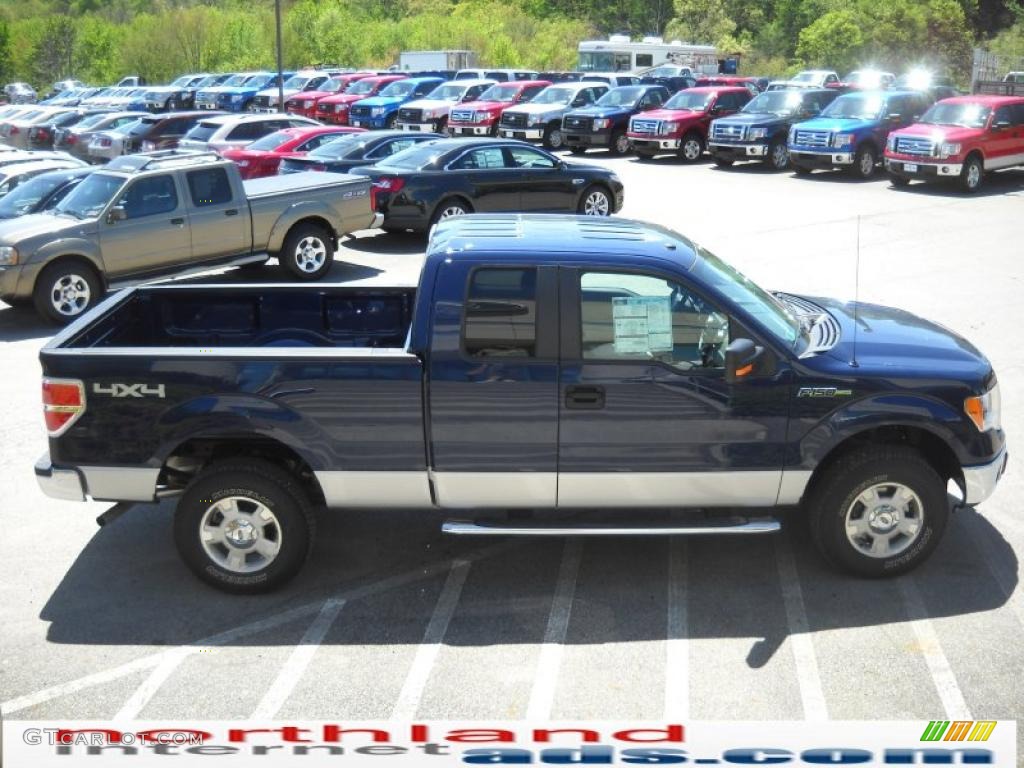 2010 F150 XLT SuperCab 4x4 - Dark Blue Pearl Metallic / Medium Stone photo #5