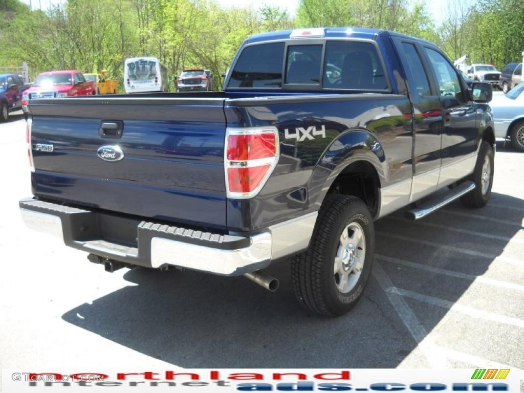 2010 F150 XLT SuperCab 4x4 - Dark Blue Pearl Metallic / Medium Stone photo #6
