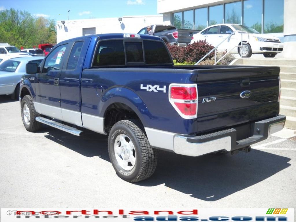 2010 F150 XLT SuperCab 4x4 - Dark Blue Pearl Metallic / Medium Stone photo #8