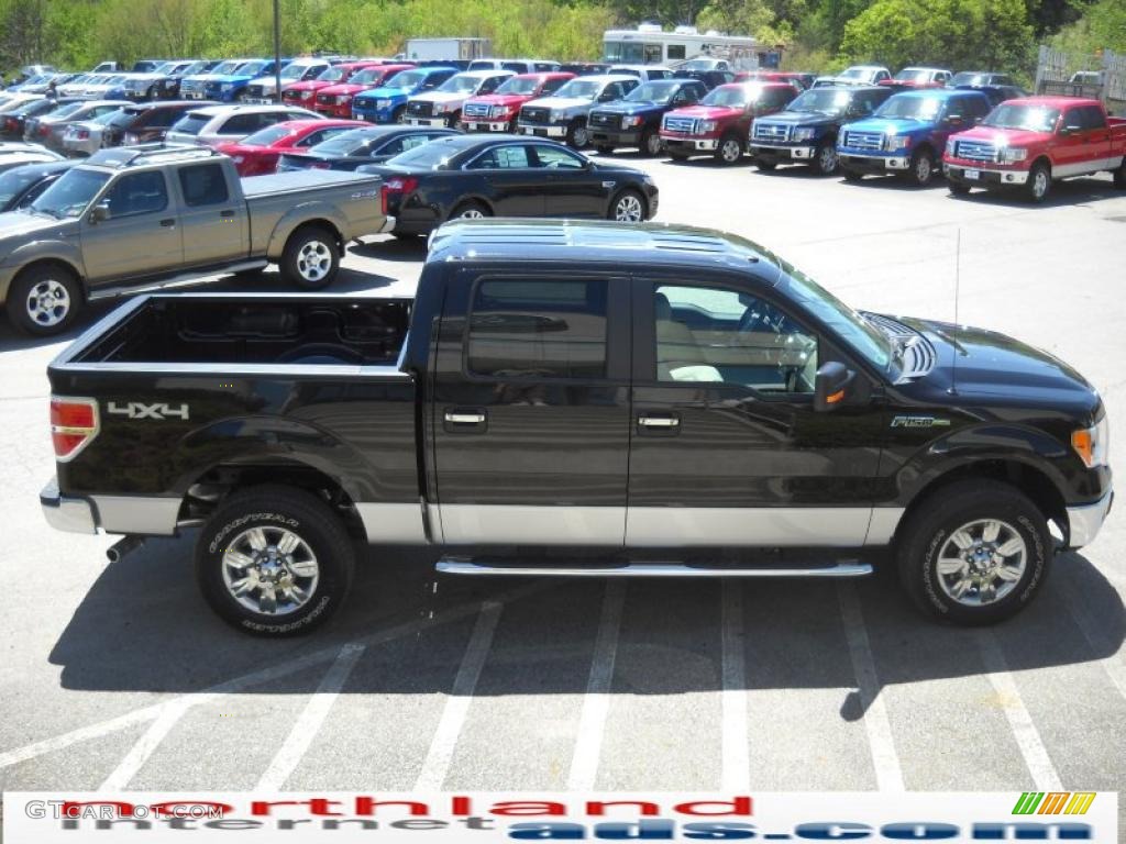 2010 F150 XLT SuperCrew 4x4 - Tuxedo Black / Medium Stone photo #5