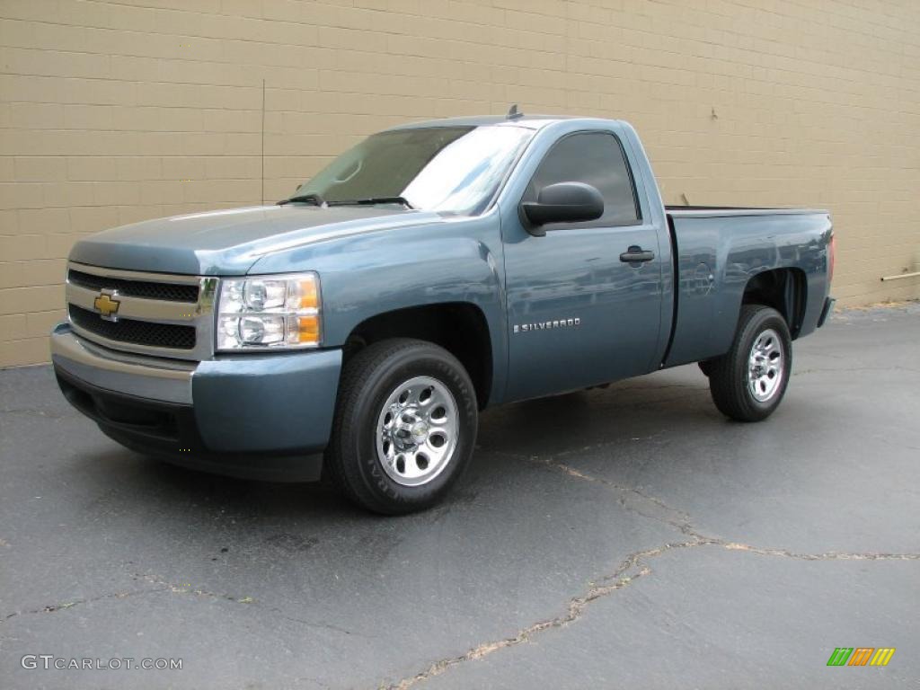 2008 Silverado 1500 LS Regular Cab - Blue Granite Metallic / Dark Titanium photo #2