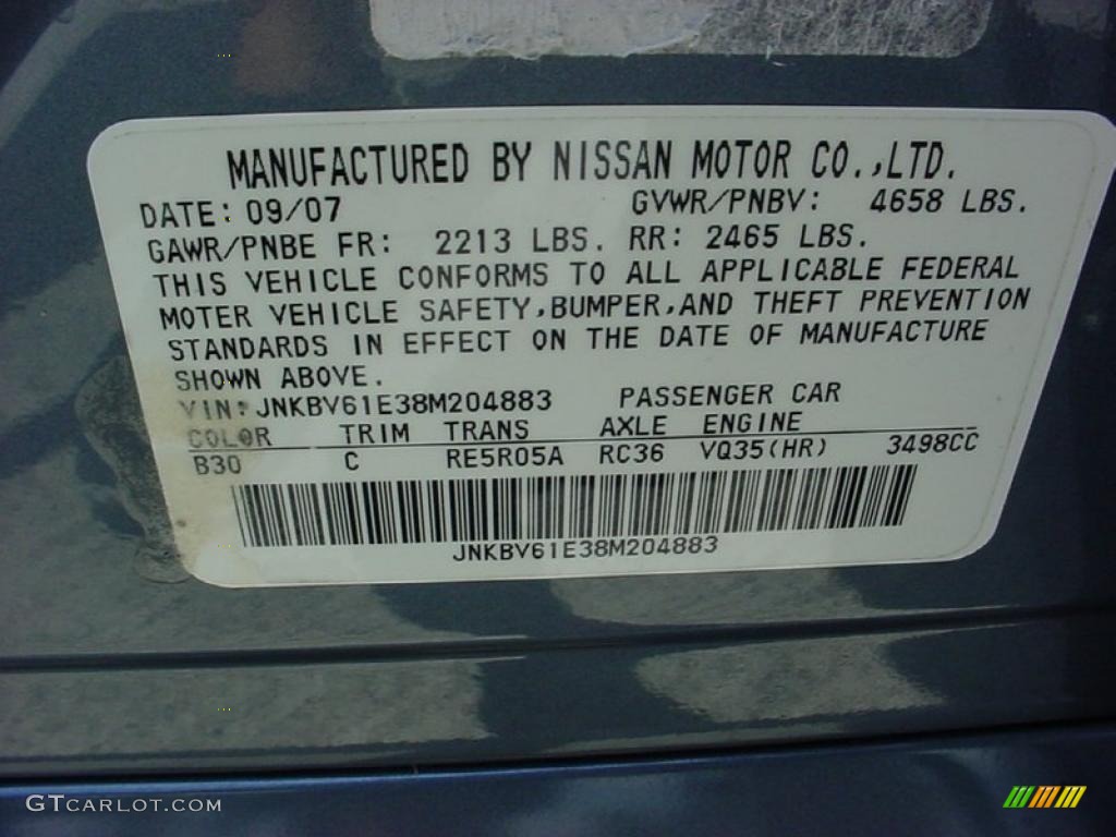2008 G Color Code B30 for Lakeshore Slate Light Blue Photo #29684884