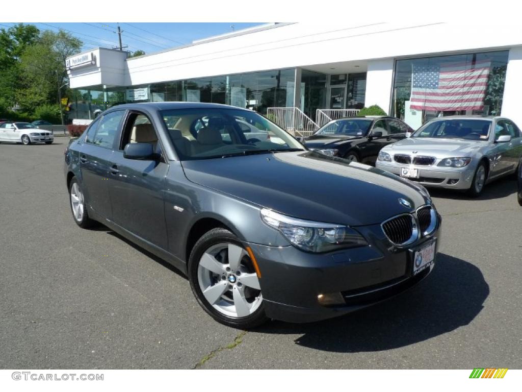 2008 5 Series 528xi Sedan - Platinum Grey Metallic / Cream Beige Dakota Leather photo #1