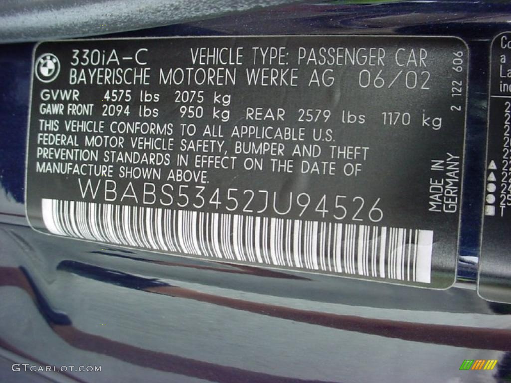 2002 3 Series 330i Convertible - Orient Blue Metallic / Sand photo #22