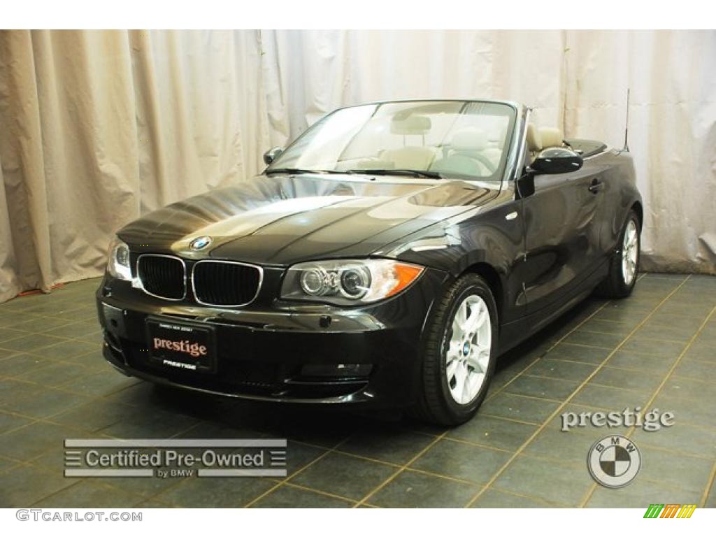 2008 1 Series 128i Convertible - Jet Black / Taupe photo #1