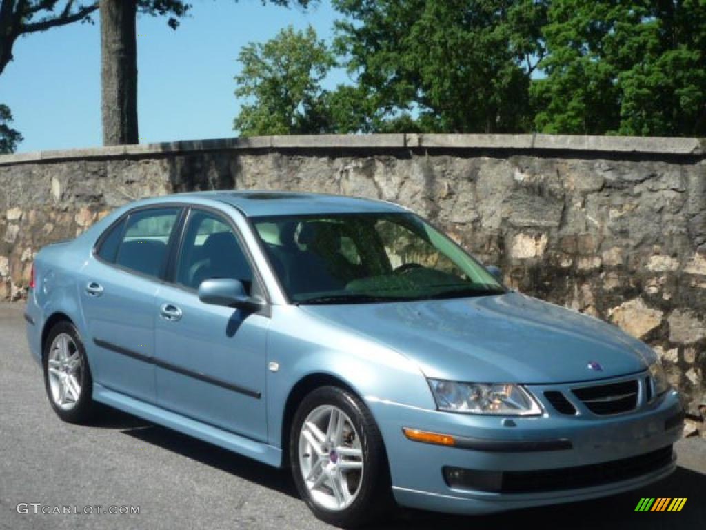 2007 9-3 2.0T Sport Sedan - Ice Blue Metallic / Black/Gray photo #1