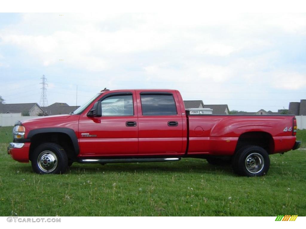 2006 Sierra 3500 SLT Crew Cab 4x4 Dually - Fire Red / Dark Pewter photo #2