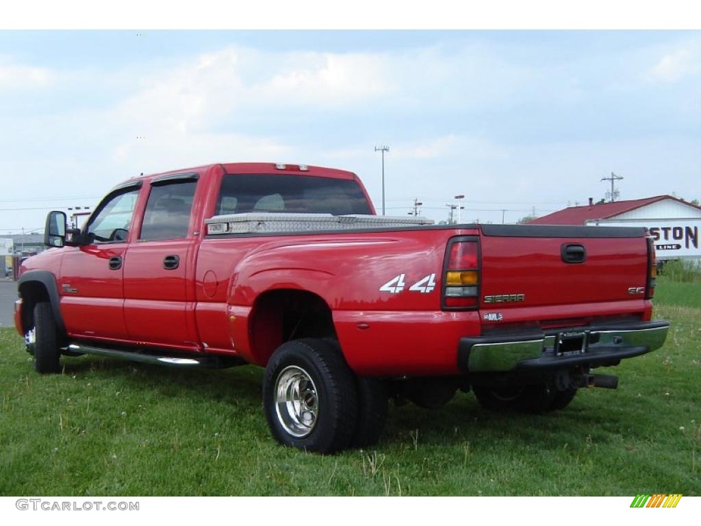2006 Sierra 3500 SLT Crew Cab 4x4 Dually - Fire Red / Dark Pewter photo #3