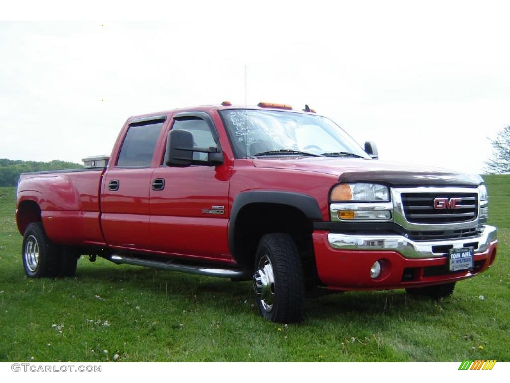 2006 Sierra 3500 SLT Crew Cab 4x4 Dually - Fire Red / Dark Pewter photo #7