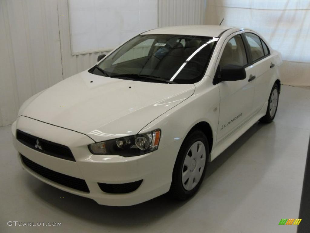 2010 Lancer DE - Wicked White Metallic / Beige photo #1