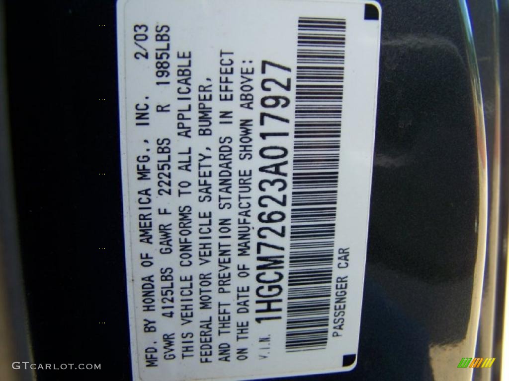 2003 Accord EX-L Coupe - Sapphire Blue Pearl / Black photo #35