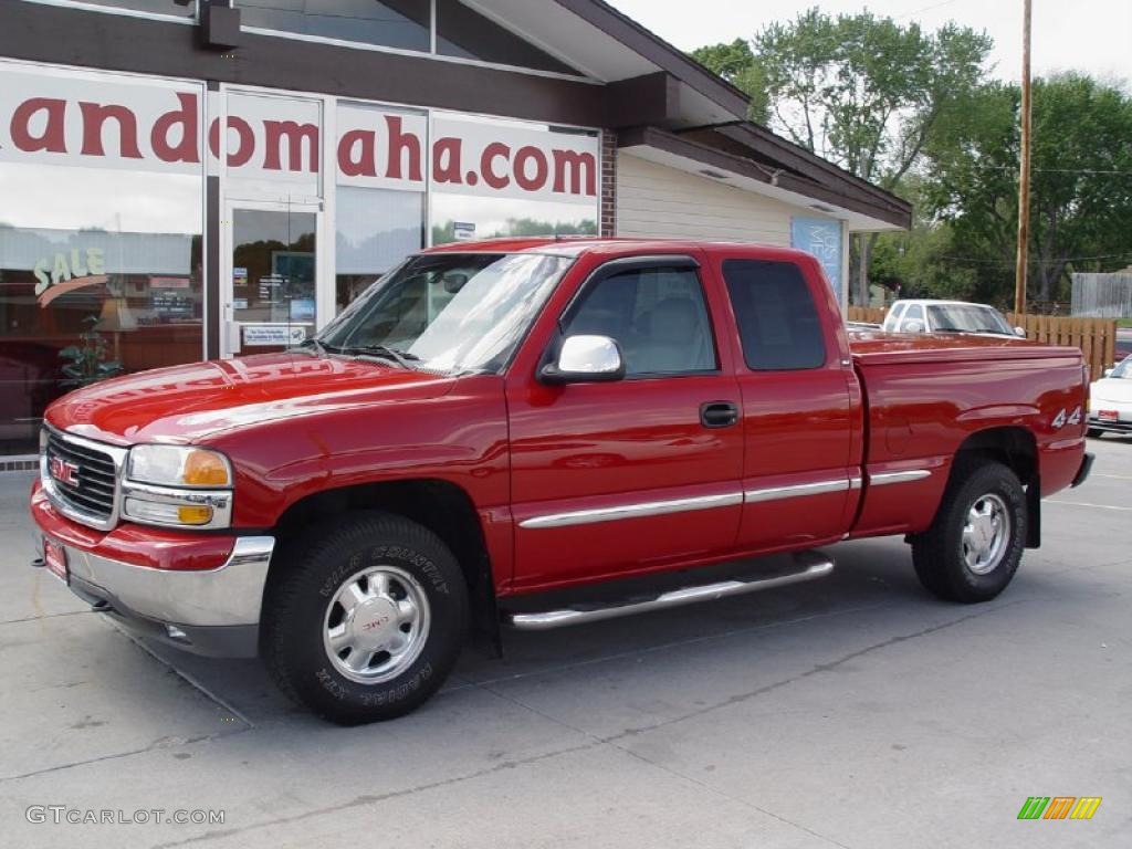2001 Sierra 1500 SLT Extended Cab 4x4 - Fire Red / Graphite photo #2