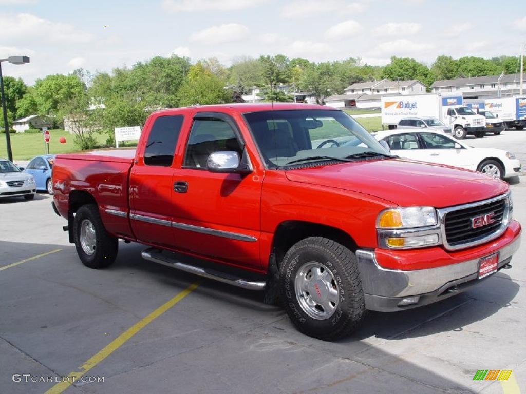 2001 Sierra 1500 SLT Extended Cab 4x4 - Fire Red / Graphite photo #3
