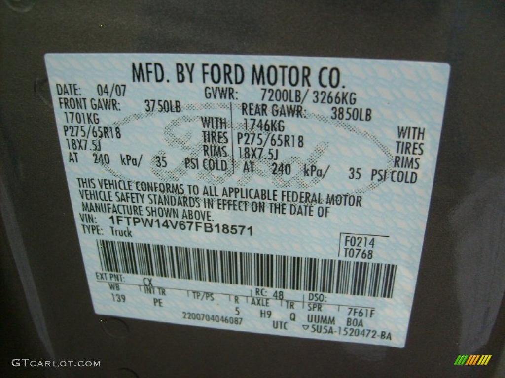 2007 F150 XLT SuperCrew 4x4 - Dark Shadow Grey Metallic / Medium Flint photo #18