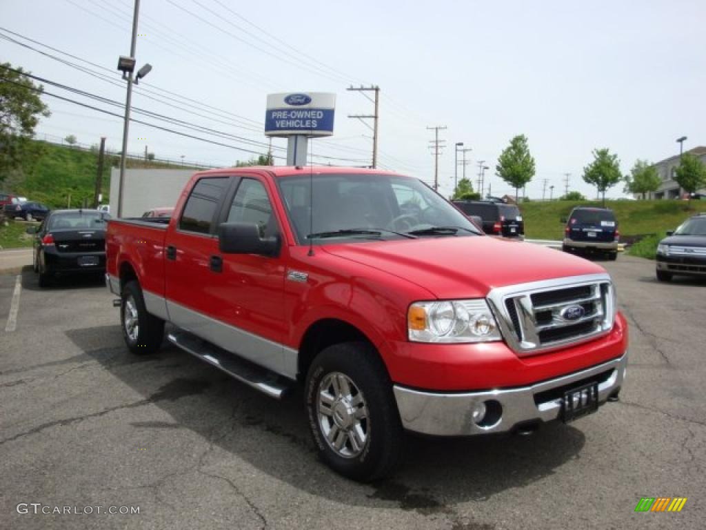 2008 F150 XLT SuperCrew 4x4 - Bright Red / Medium Flint Grey photo #1