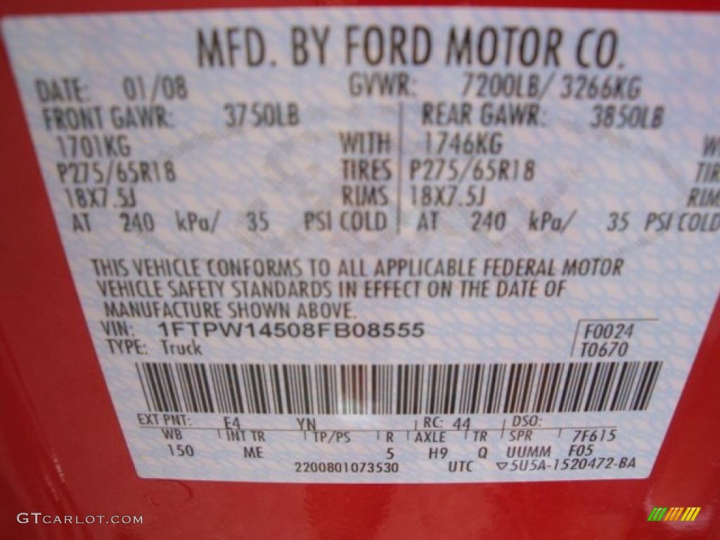 2008 F150 XLT SuperCrew 4x4 - Bright Red / Medium Flint Grey photo #19