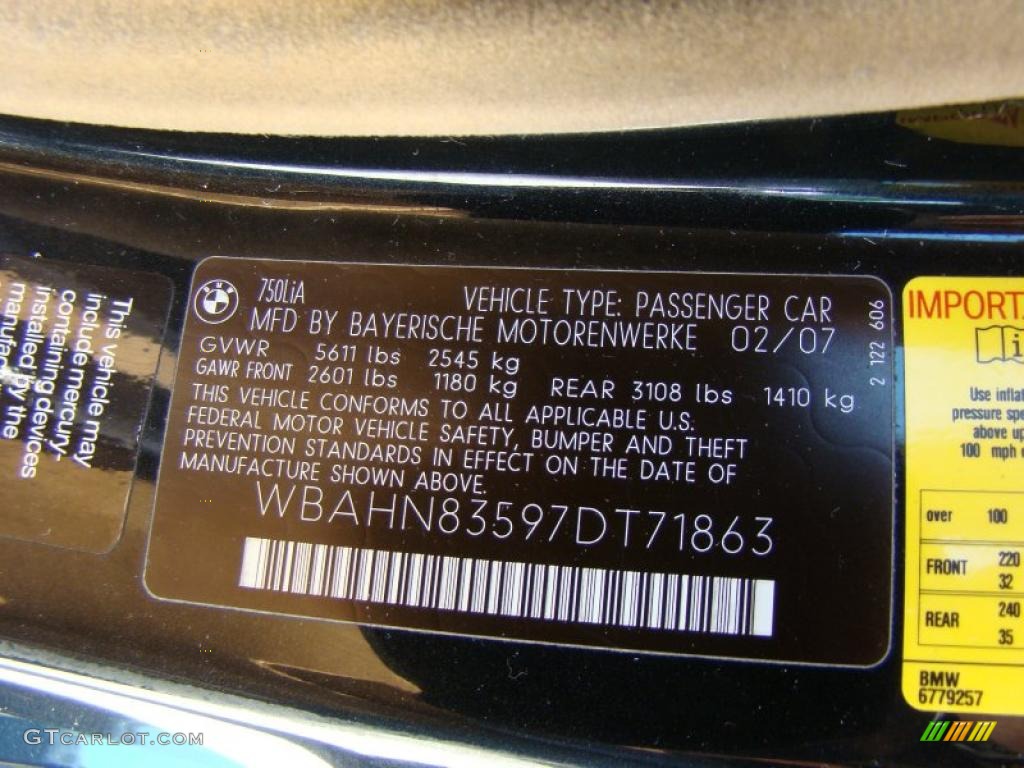 2007 7 Series 750Li Sedan - Black Sapphire Metallic / Natural Brown photo #15