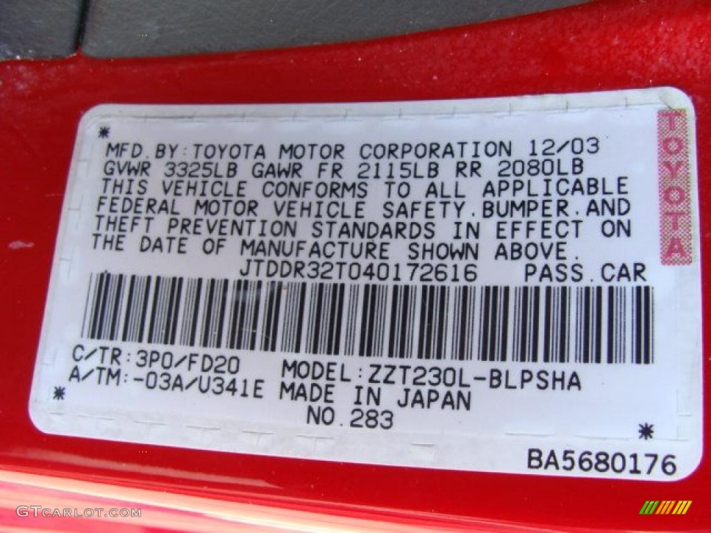 2004 Celica GT - Absolutely Red / Black/Red photo #16