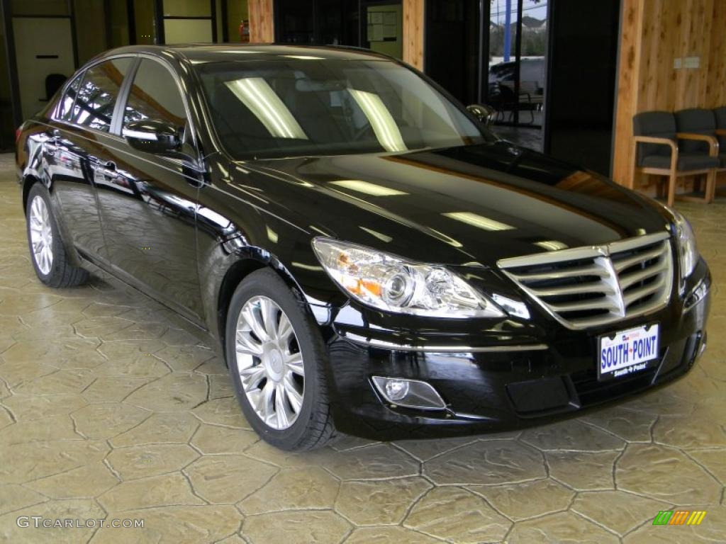 2010 Genesis 3.8 Sedan - Black Noir Pearl / Jet Black photo #1