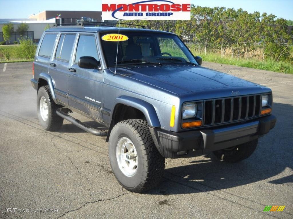 2001 Cherokee Sport 4x4 - Steel Blue Pearl / Agate photo #23
