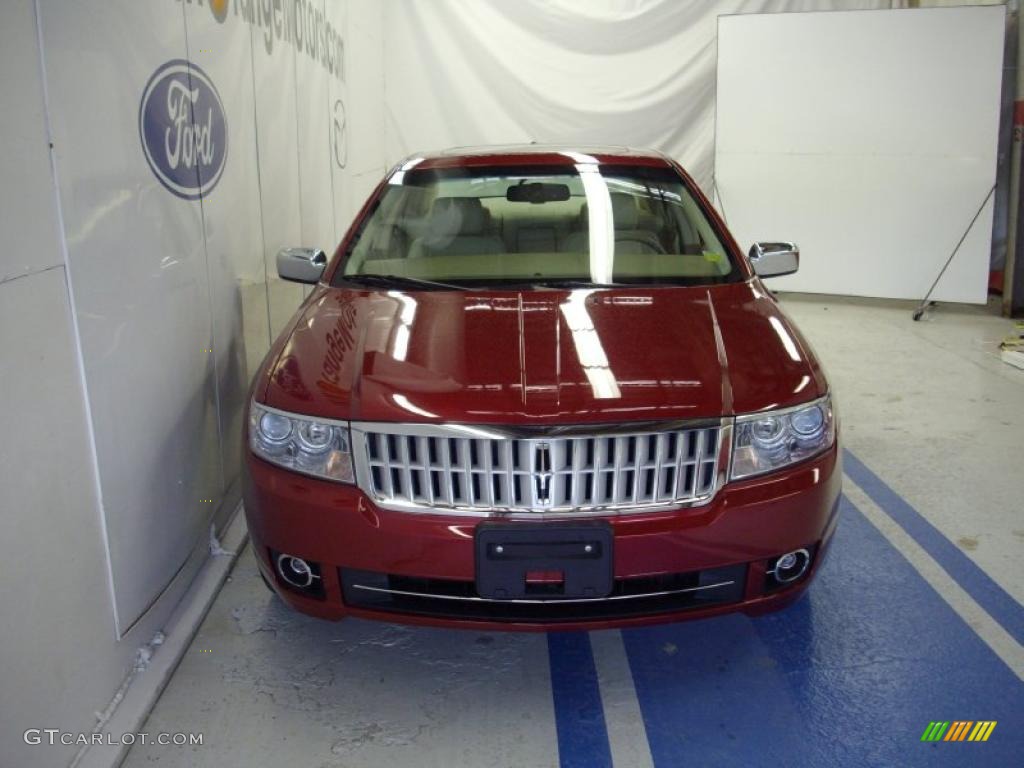 2008 MKZ Sedan - Vivid Red Metallic / Light Stone photo #12