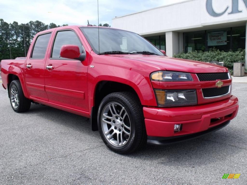 2010 Colorado LT Crew Cab - Victory Red / Ebony/Light Cashmere photo #2