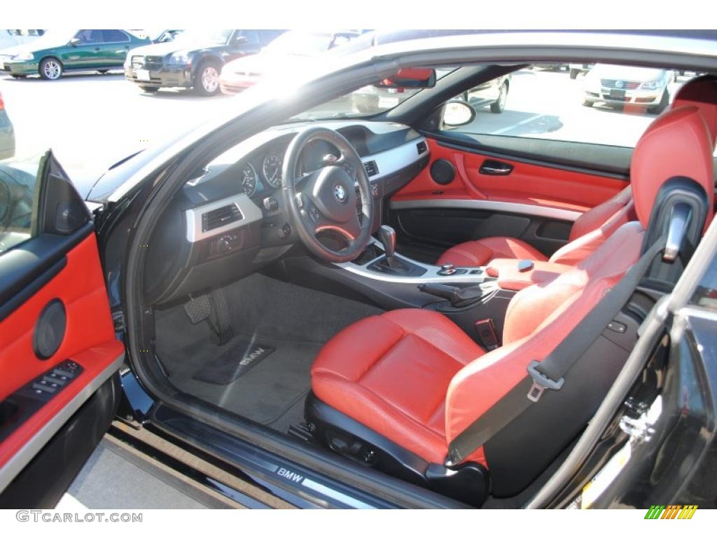 2007 3 Series 335i Convertible - Jet Black / Coral Red/Black photo #2