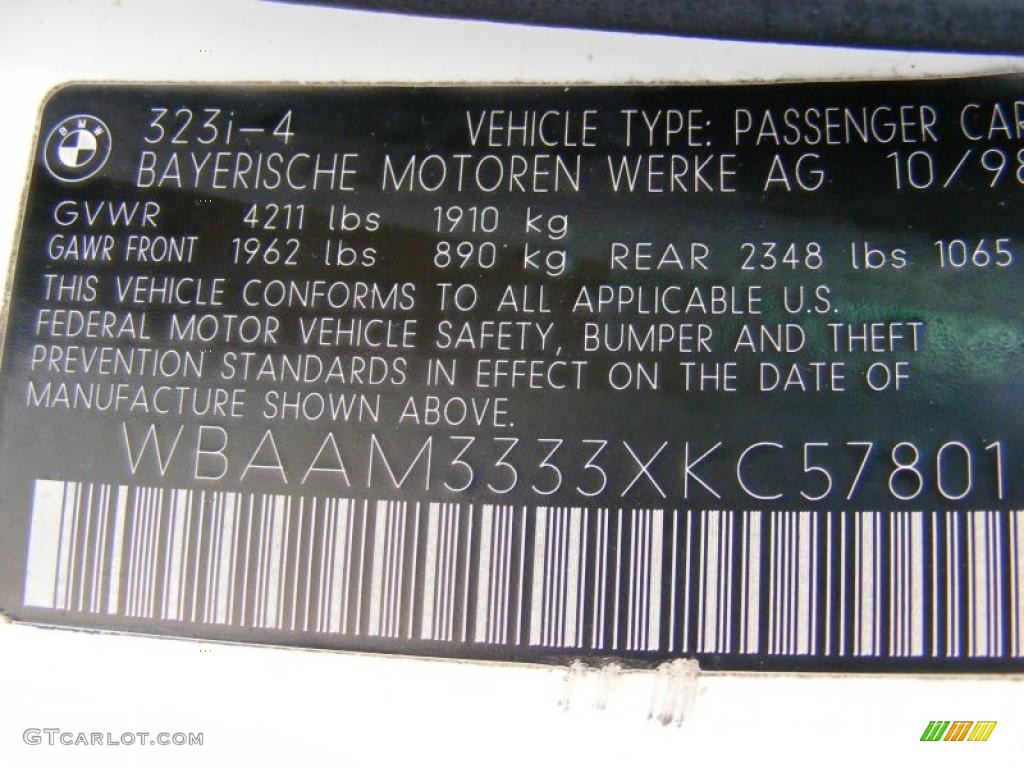 1999 3 Series 323i Sedan - Alpine White / Sand photo #28