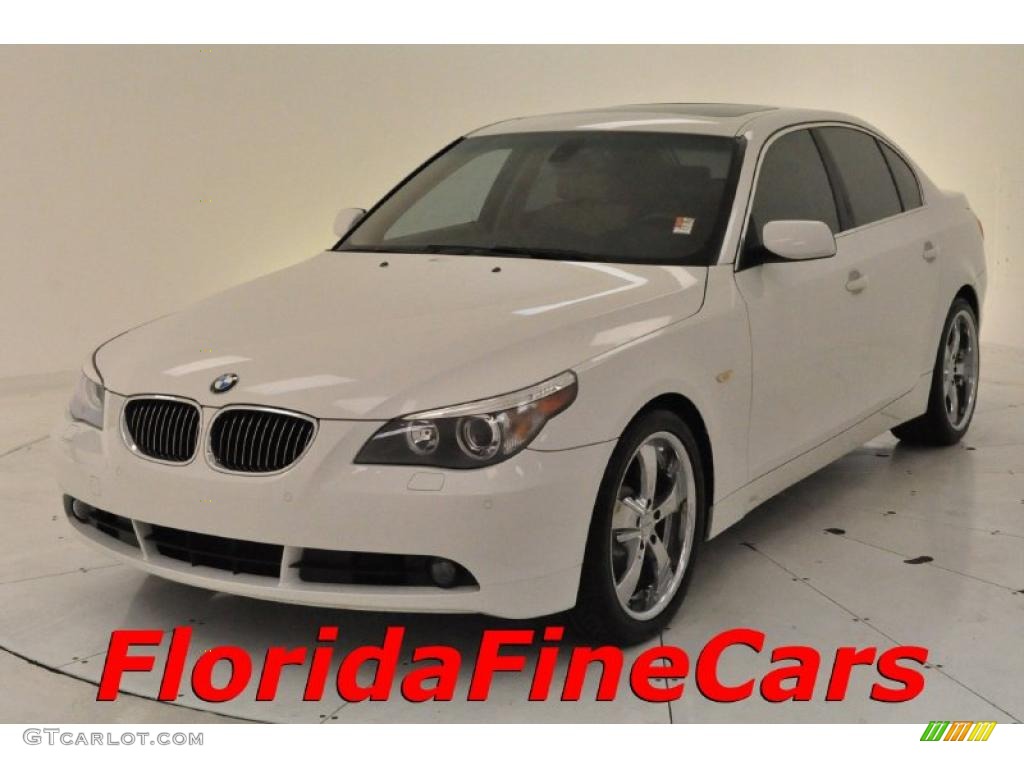 2005 5 Series 545i Sedan - Alpine White / Beige photo #1